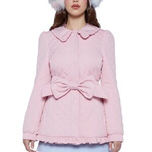Sugar Thrillz Pink Quilted Puffer Jacket with Bow